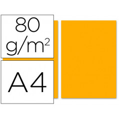 Papel color liderpapel a4 80g/m2 naranja paquete de 100