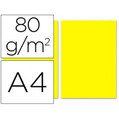 Papel color liderpapel a4 80g/m2 amarillo paquete de 100