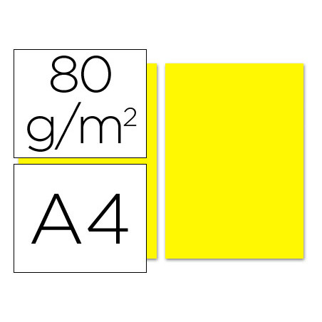 Papel color liderpapel a4 80g/m2 amarillo paquete de 100