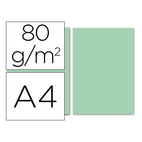 Papel color liderpapel a4 80g/m2 verde paquete de 100