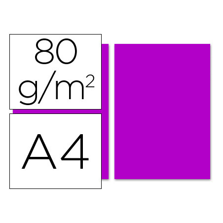 Papel color liderpapel a4 80g/m2 fucsia paquete de 100