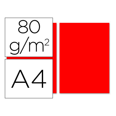 Papel color liderpapel a4 80g/m2 rojo paquete de 100