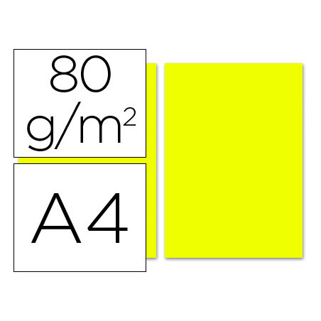 Papel color liderpapel a4 80g/m2 limon paquete de 100