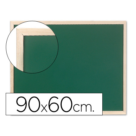 Pizarra verde q-connect marco de madera 90x60 cm sin repisa