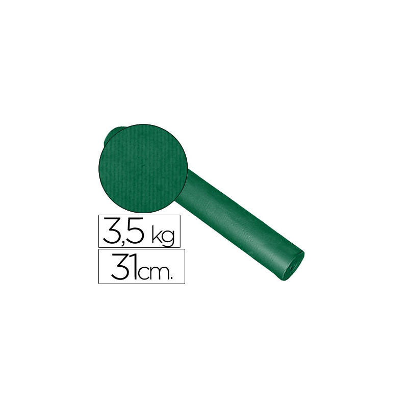 Papel de regalo kraft liso kfc bobina ancho 31 cm peso 3,5 kg gramaje 60 gr color verde