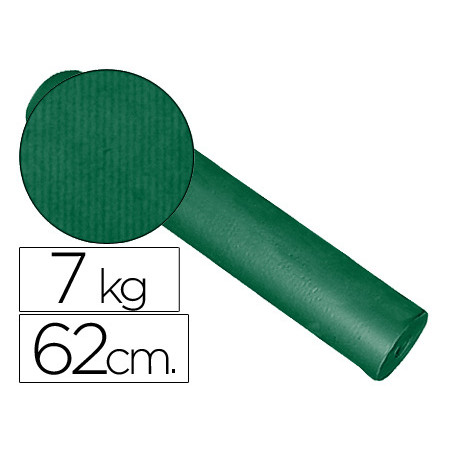 Papel de regalo kraft liso kfc bobina ancho 62 cm peso 7 kg gramaje 60 gr color verde