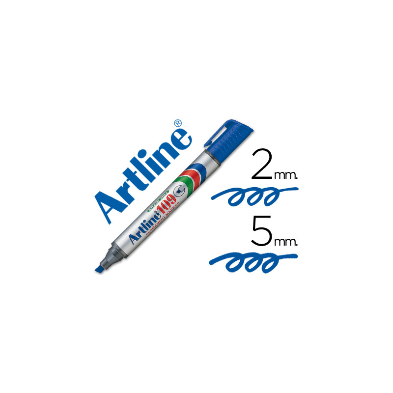 Rotulador artline marcador permanente 109 azul punta biselada