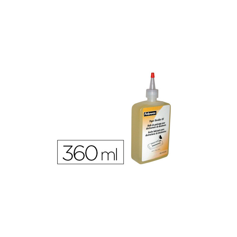 Aceite lubricante fellowes para destructora de documentos bote de 355 ml