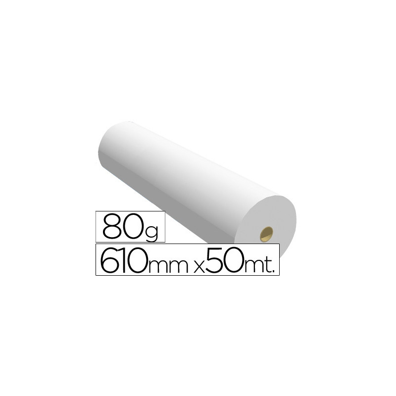 Papel reprografia para plotter 610mmx50mt 80gr impresion ink-jet