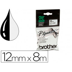 Cinta brother mk-231 blanco-negro 12mm longitud 8 mt