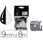 Cinta brother mk-221 blanco-negro 9mm longitud 8 mt