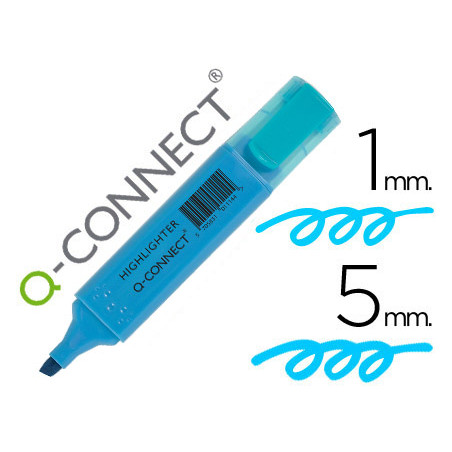 Rotulador q-connect fluorescente azul punta biselada