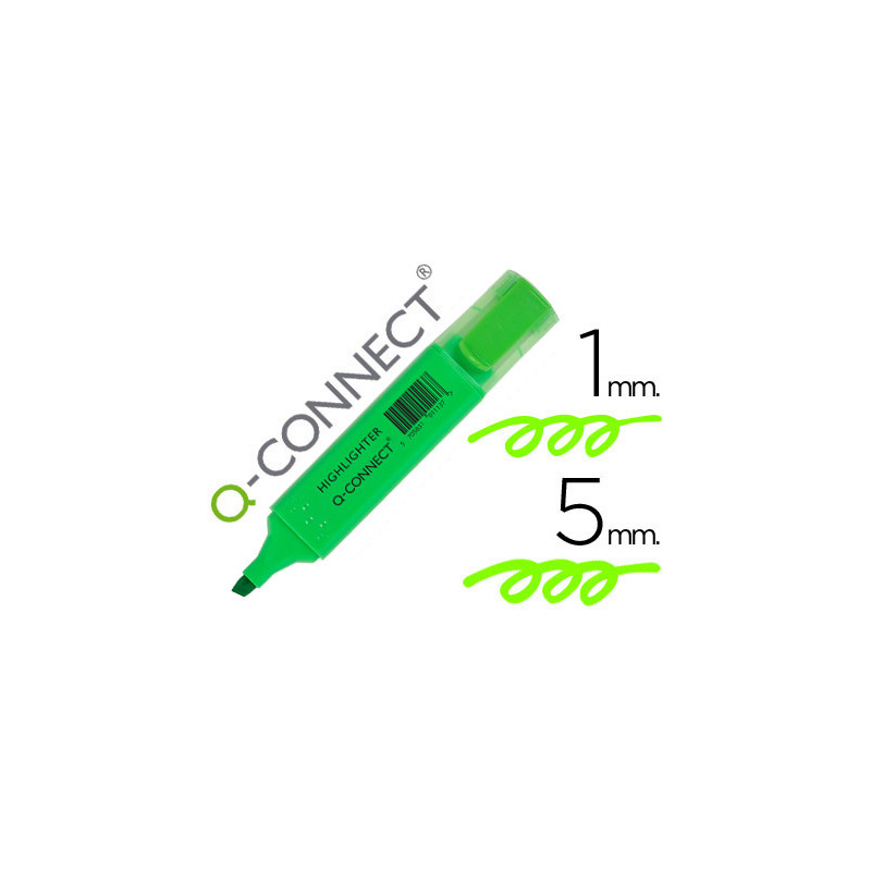 Rotulador q-connect fluorescente verde punta biselada