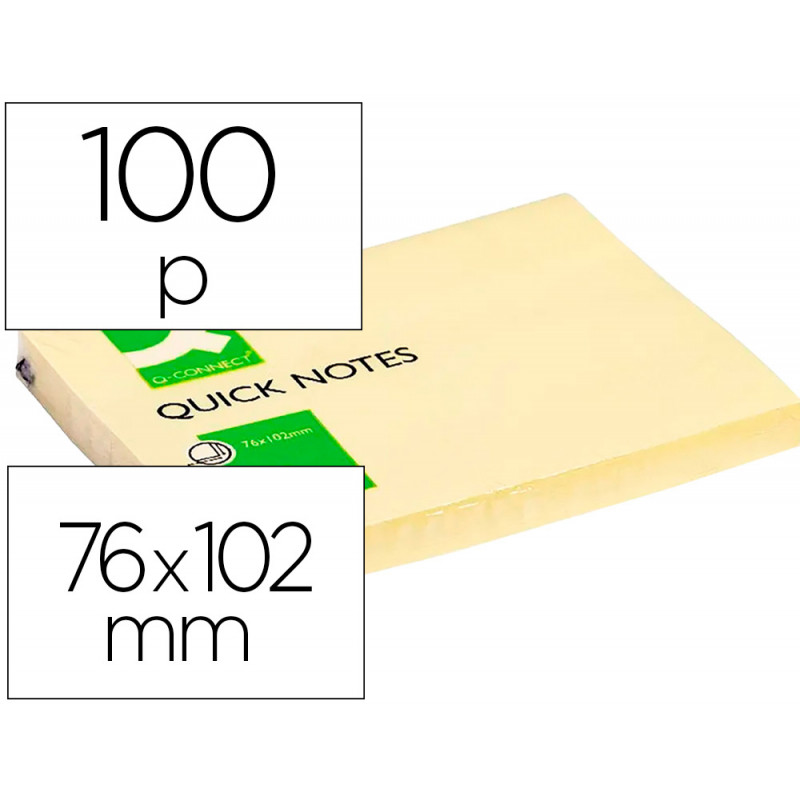 Bloc de notas adhesivas quita y pon q-connect 76x102 mm con 100 hojas