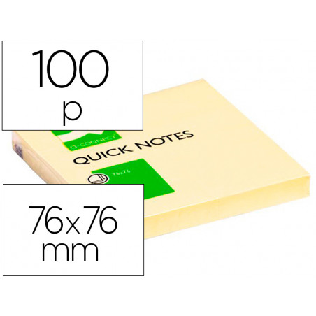 Bloc de notas adhesivas quita y pon q-connect 76x76 mm con 100 hojas