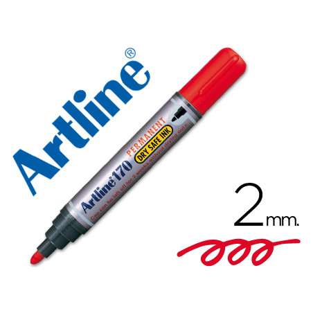 Rotulador artline marcador permanente 170 rojo punta redonda 2 mm antisecado