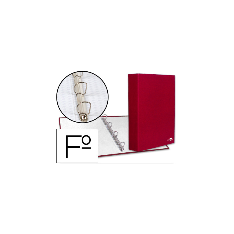 Carpeta de 4 anillas 40mm mixtas liderpapel folio carton forrado paper coat color rojo