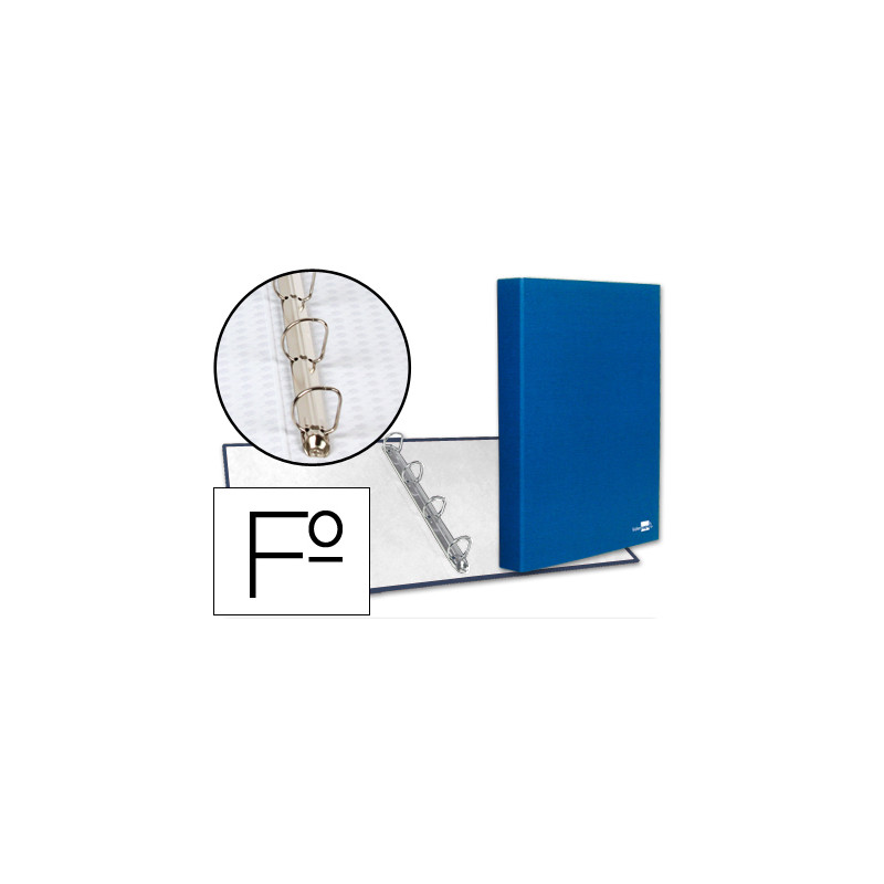 Carpeta de 4 anillas 25mm mixtas liderpapel folio carton forrado paper coat azul