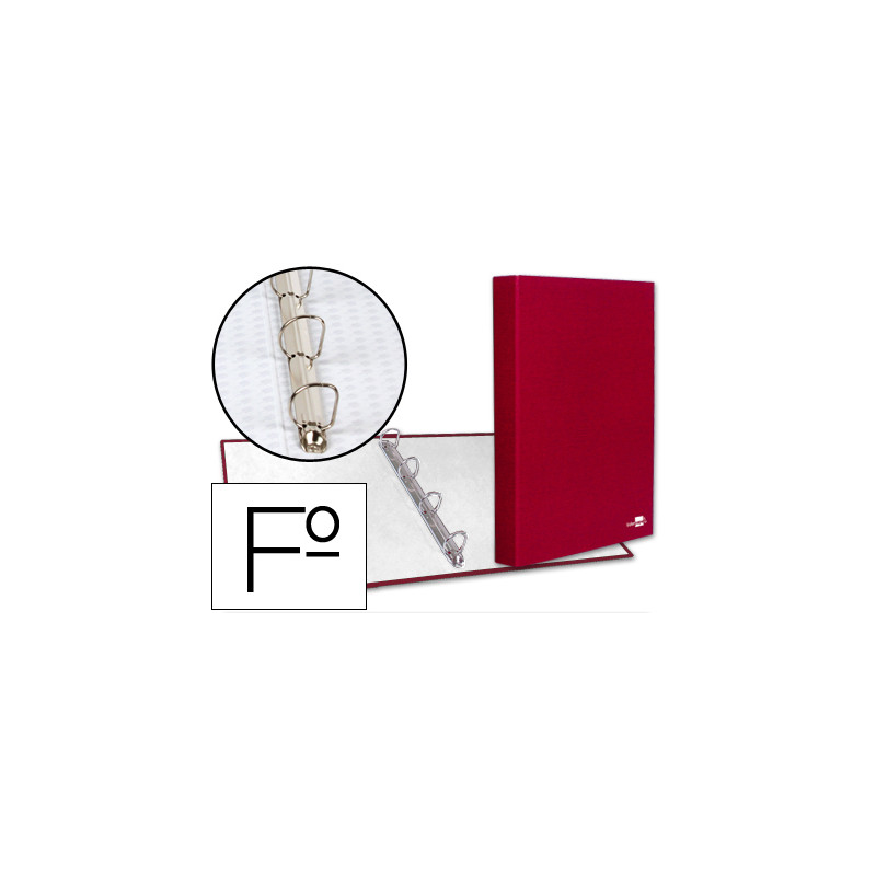 Carpeta de 4 anillas 25mm mixtas liderpapel folio carton forrado paper coat color rojo