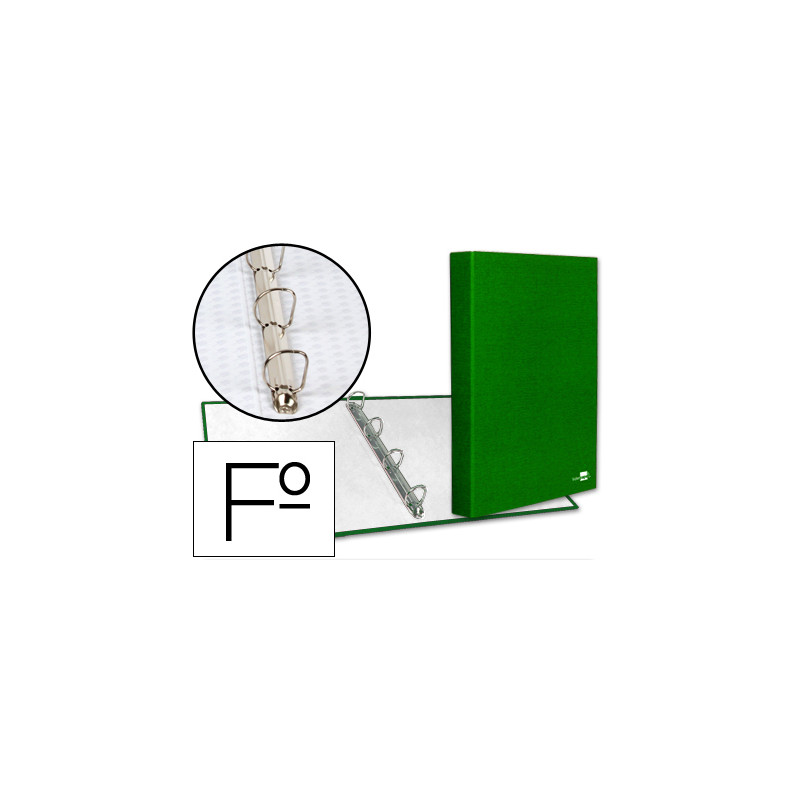 Carpeta de 4 anillas 25mm mixtas liderpapel folio cartonforrado paper coat verde