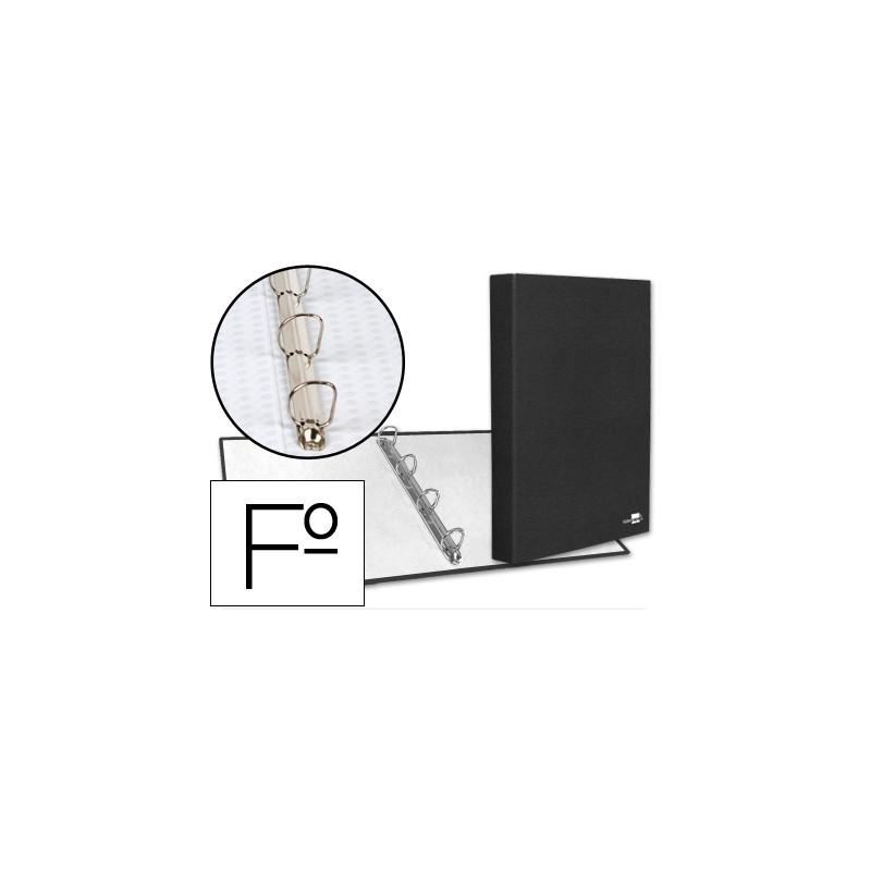 Carpeta de 4 anillas 25mm mixtas liderpapel folio carton forrado paper coat negra