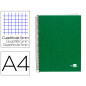 Cuaderno espiral liderpapel a4 micro papercoat tapa forrada 140h 75 gr cuadro5mm 5 bandas 4 taladros verde