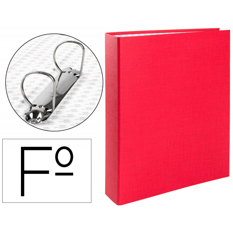 Carpeta de 2 anillas 40mm mixtas liderpapel folio carton forrado paper coat plastico color rojo