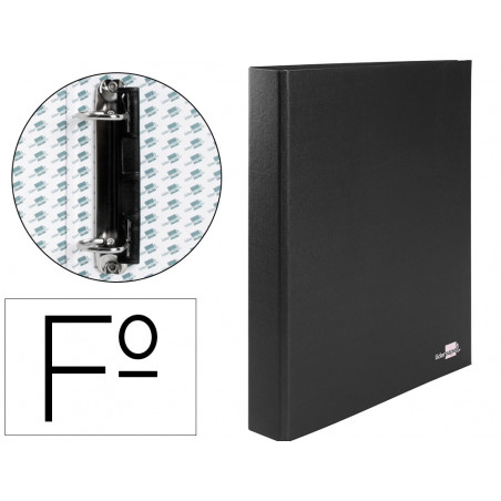 Carpeta de 2 anillas 25mm mixtas liderpapel folio carton forrado paper coat plastico negra