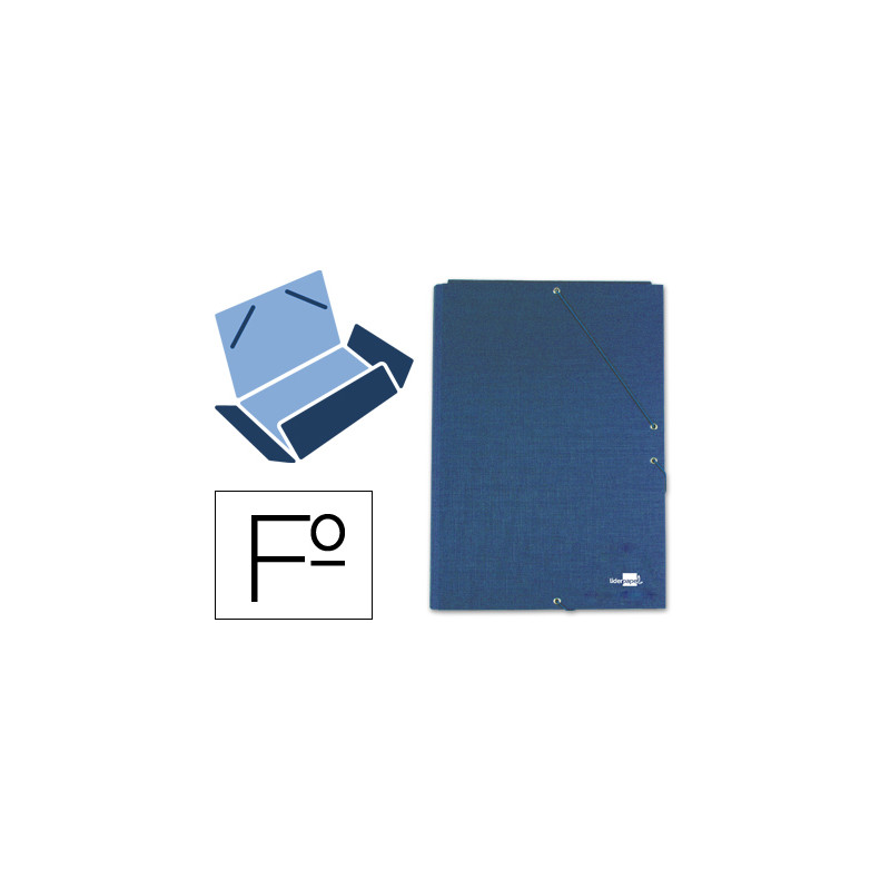Carpeta liderpapel gomas folio 3 solapas carton forrado azul