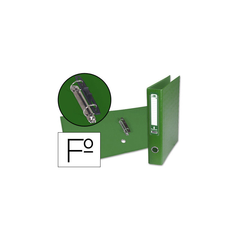 Carpeta de 2 anillas mixta 40 mm liderpapel folio carton forrado paper coat con ollao y tarjetero color verde