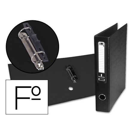 Carpeta de 2 anillas 40mm mixt as liderpapel folio forrado papercoat con ollao y tarjetero compresor plastico negro