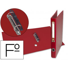Carpeta de 2 anillas 25mm mixt as liderpapel folio forrado papercoat con ollao y tarjetero compresor plastico rojo