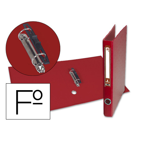 Carpeta de 2 anillas 25mm mixt as liderpapel folio forrado papercoat con ollao y tarjetero compresor plastico rojo