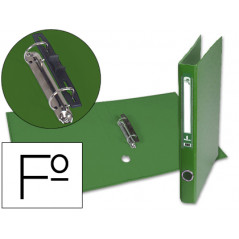 Carpeta de 2 anillas 25mm mixt as liderpapel folio forrado papercoat con ollao y tarjetero compresor plastico verde