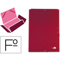 Carpeta liderpapel gomas folio 3 solapas carton forrado roja