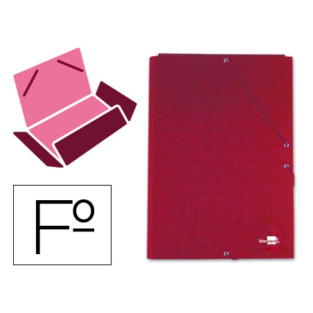 Carpeta liderpapel gomas folio 3 solapas carton forrado roja