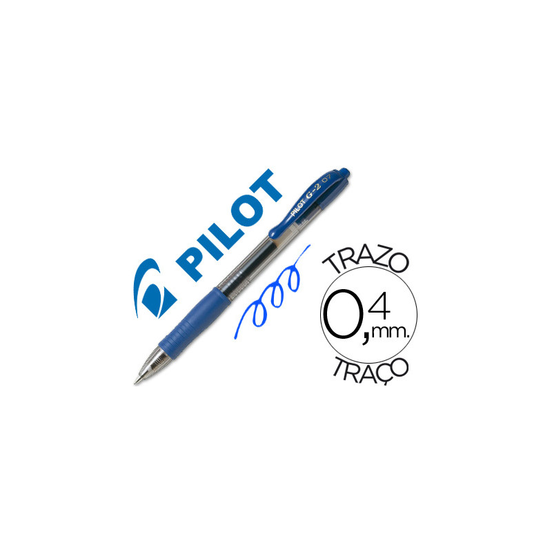 Boligrafo pilot g-2 azul tinta gel retractil sujecion de caucho