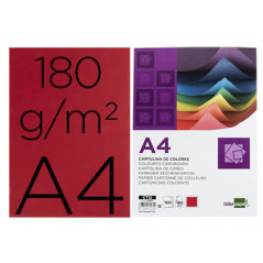 Cartulina liderpapel a4 180g/m2 rojo paquete de 100 hojas