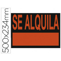 Cartel plastico \\\"se alquila\\\" rojo fluorescente -500x234 mm