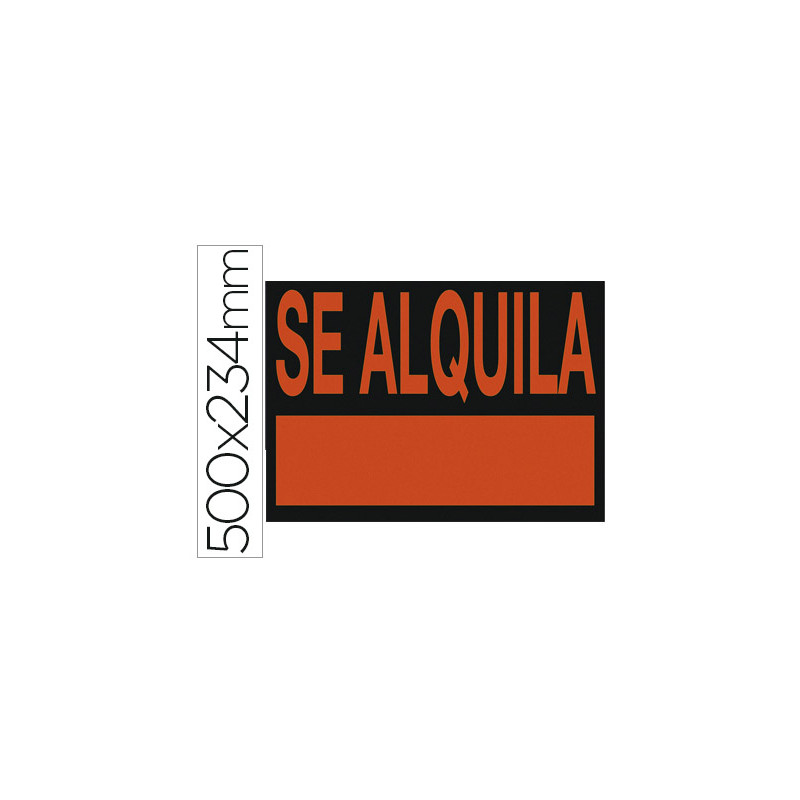 Cartel plastico archivo 2000    "se alquila   " rojo fluorescente 500x234 mm