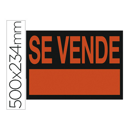 Cartel plastico \\\"se vende\\\" rojo fluorescente -500x234 mm