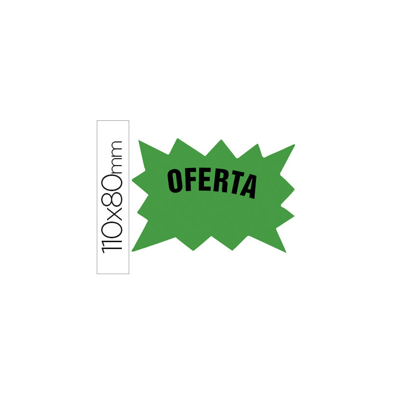 Cartel cartulina etiquetas marcaprecios verde fluorescente 110x80 mm bolsa de 50 etiquetas
