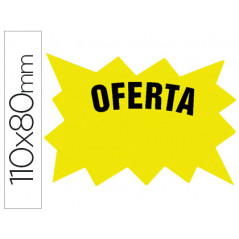 Cartel cartulina etiqueta marcaprecios amarillo fluorescente 110x80 mm -bolsa de 50 etiquetas