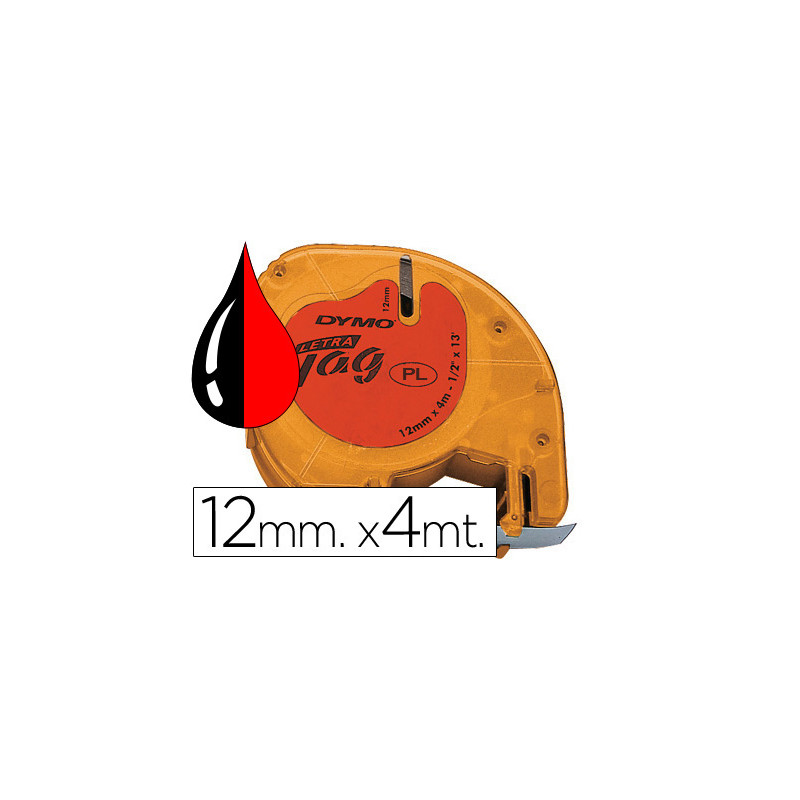 Cinta dymo 12mmx4mt -negro/rojo para maquina letratag