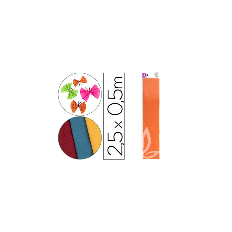 Papel crespon liderpapel 50 cm x 2.5m 34g/m2 naranja claro