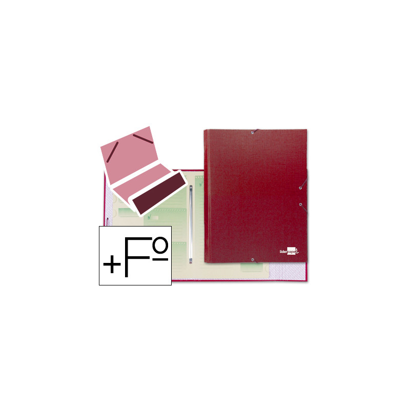 Carpeta clasificadora liderpapel 12 departamentos folio prolongado carton forrado color rojo