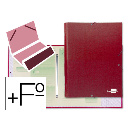 Carpeta clasificadora liderpapel 12 departamentos folio prolongado carton forrado roja