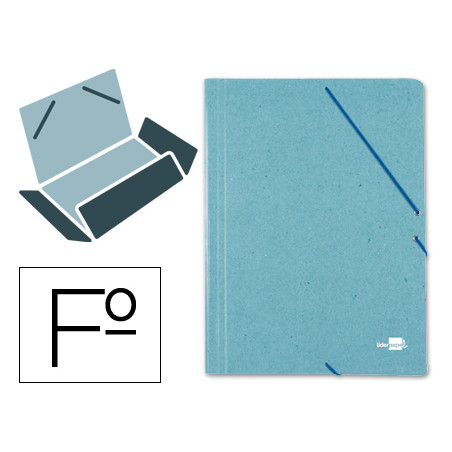 Carpeta liderpapel gomas folio 3 solapas carton prespan verde