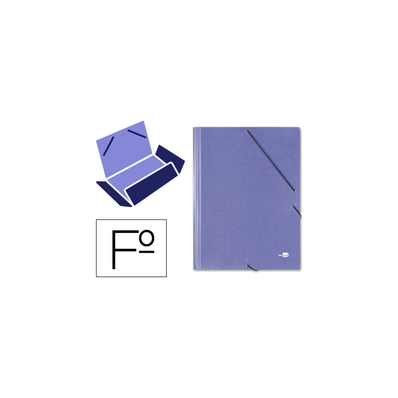 Carpeta liderpapel gomas tres solapas carton simil prespan folio color azul