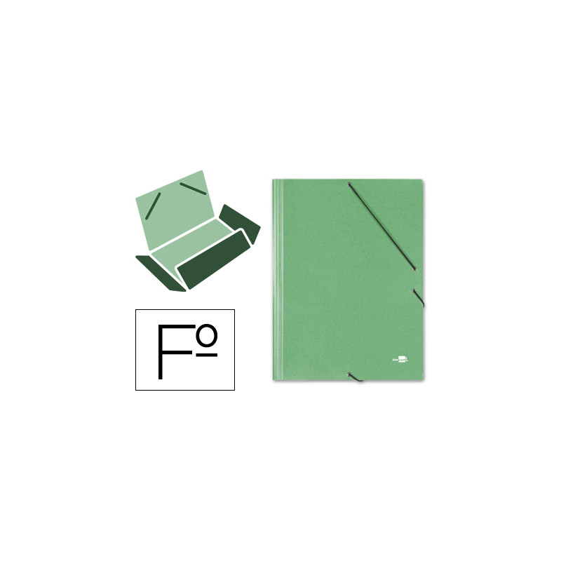 Carpeta liderpapel gomas tres solapas carton simil prespan folio color verde